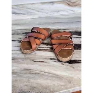 Blowfish Malibu Womens Strappy Slide Sandals Tan Brown Buckle Flat Size 7